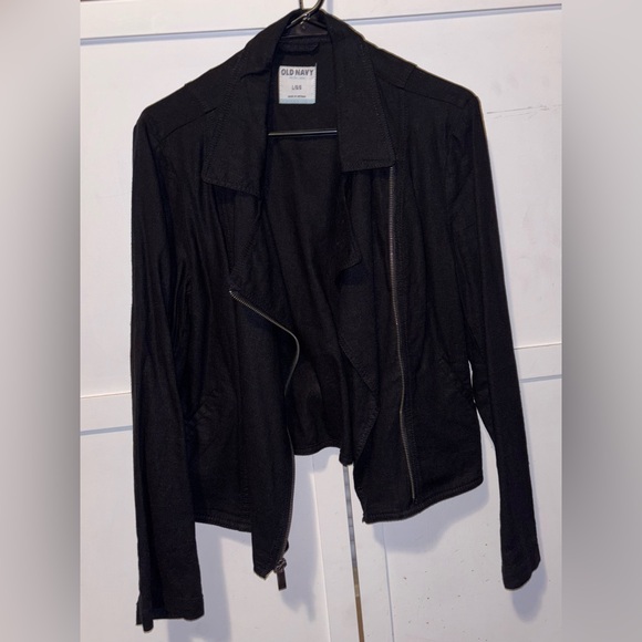 OLD NAVY BLACK LINEN BLAZER MOTO 🧥 JACKET —
LG. - Picture 3 of 8